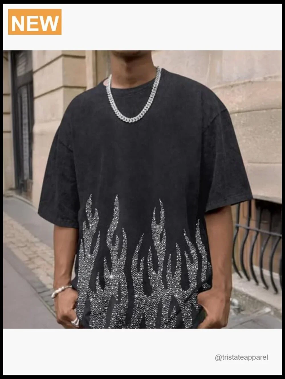 Oversized Rhinestone Graphic Tee Y2K Streetwear T-Shirt
